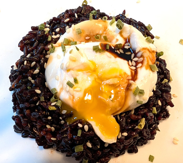 Black Rice and Poached Egg