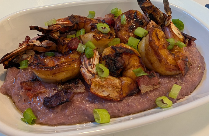 Shrimp and Blue Corn Grits